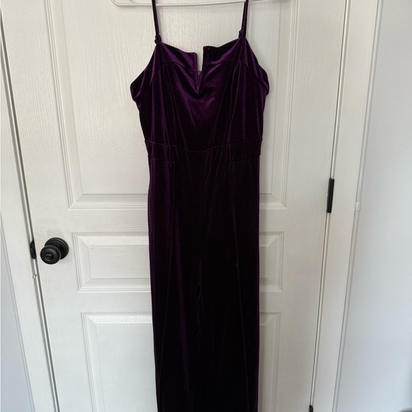 Elegant Purple Velvet Jumpsuit - Picture 1 of 6